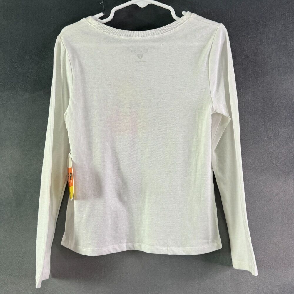 Kids Candy Corn Halloween Long Sleeve Shirt White Size 6 Glitter Print Unicorn - Picture 5 of 8